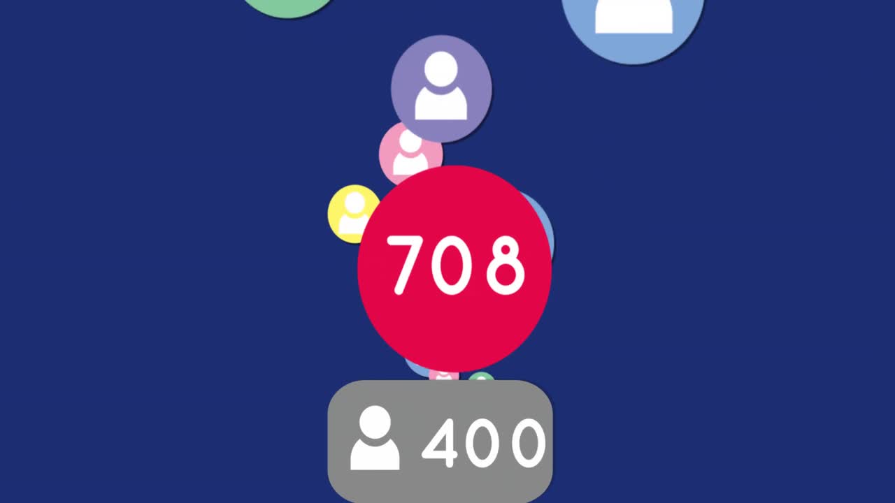 animación de personas digitales en línea iconos con números.