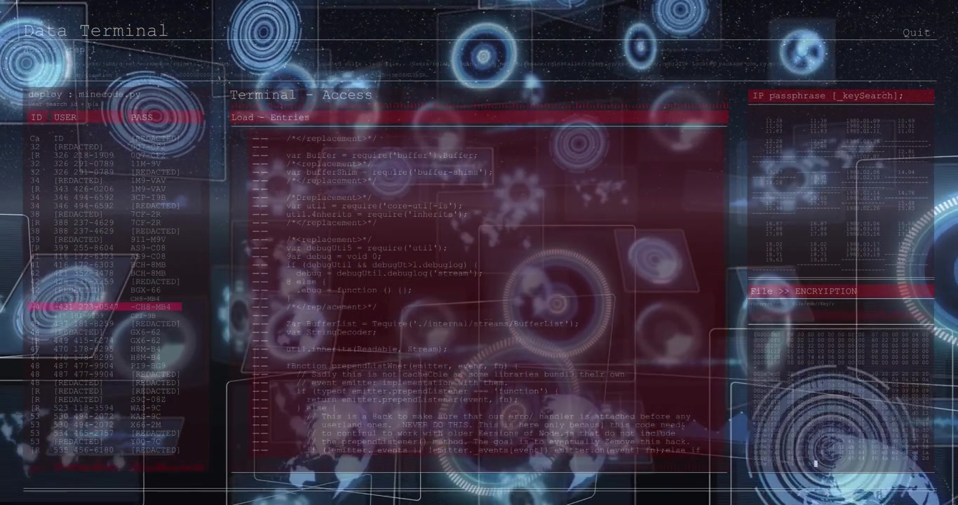 Animation af databehandling over sort baggrund