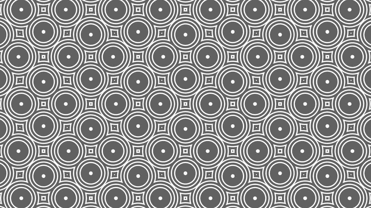 Graphic pattern in black and white with stroboscopic and hypnotic effect, while increasing in size and then reducing it.
