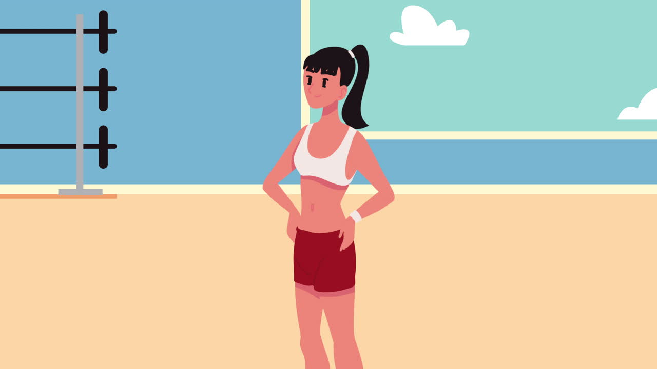 체육관에 있는 여자