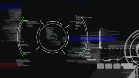animation of scope scanning and data processing on black background