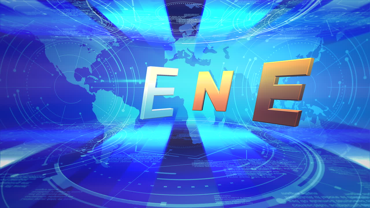 texto de animación noticias falsas y gráfico de introducción de noticias con líneas azules y mapa mundial en el fondo abstracto del estudio