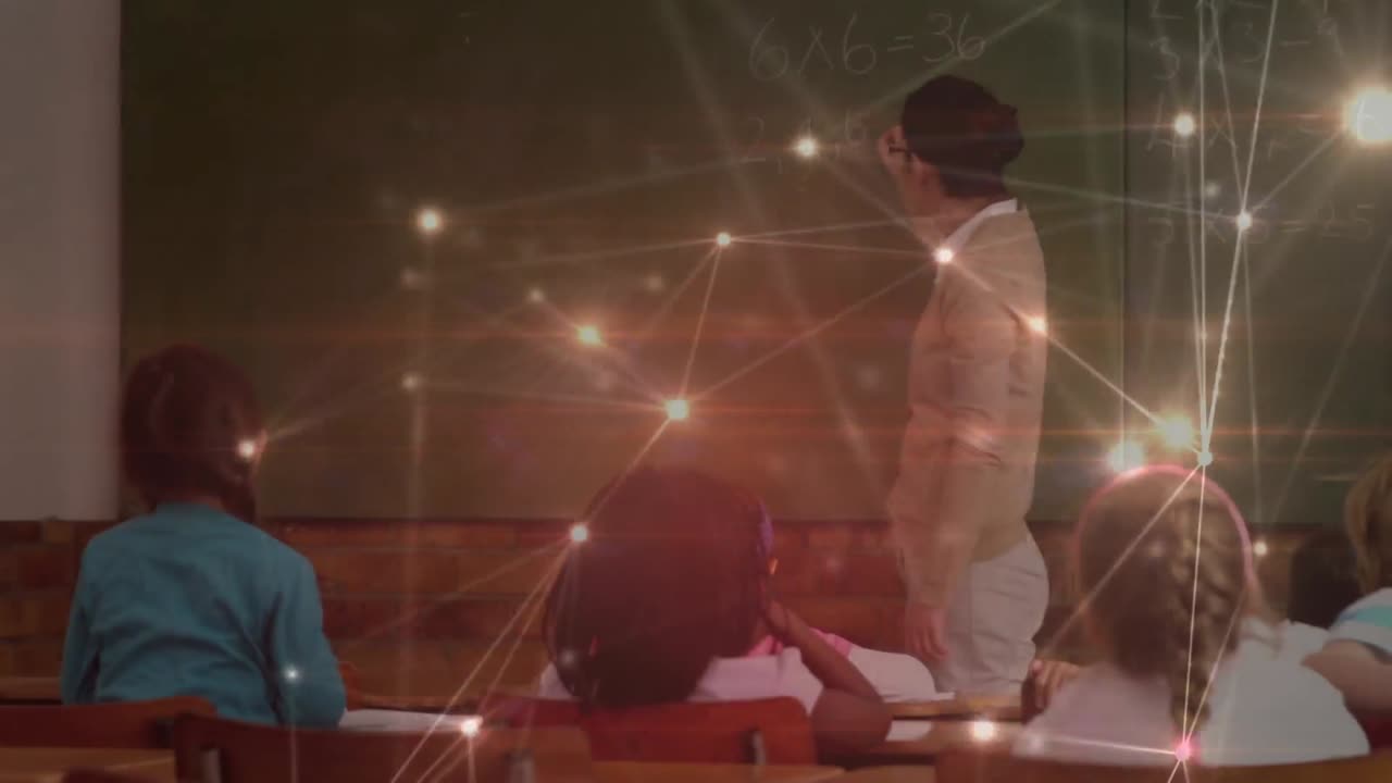 초등학교의 교실에서 학생들을 가르치는 여성 교사들에 대한 연결의 빛나는 네트워크