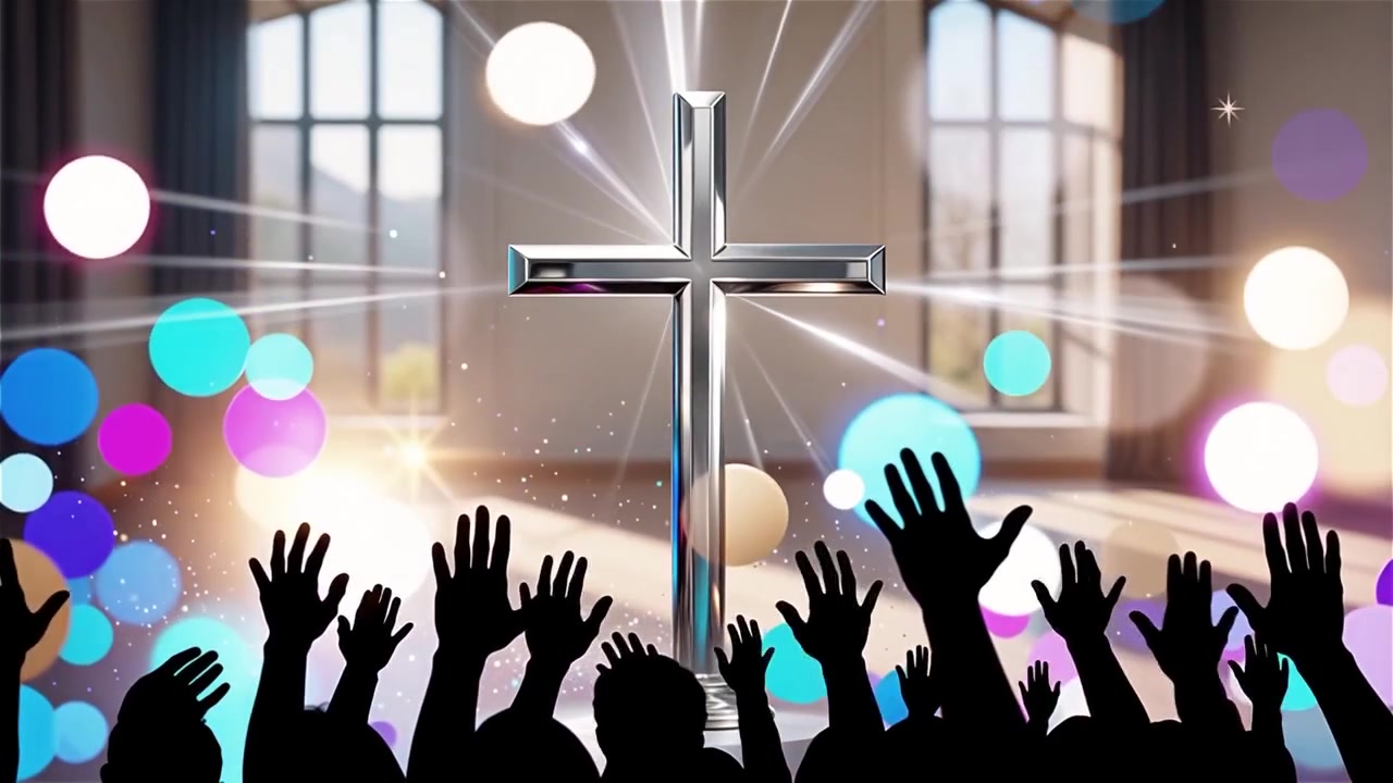 Christian Cross Heavenly Light Worship Background
