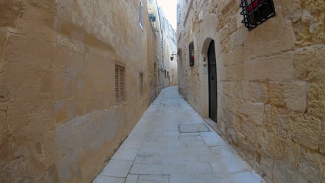 pov walking through alley on old medieval town