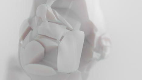 three crushed android heads on spikes in white space