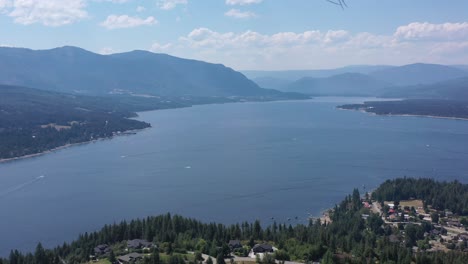 Aerial-Perspective-of-Shuswap-Lake-and-Evergreen-Forests-and-Mountains