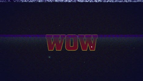 animation of wow text and interference on black background