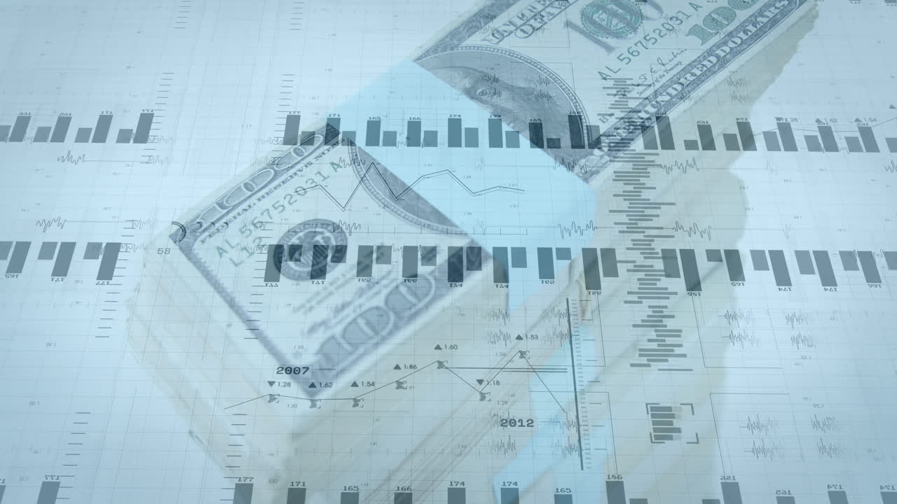 ⁇ 색 배경에 달러에 대한 금융 데이터 처리 애니메이션