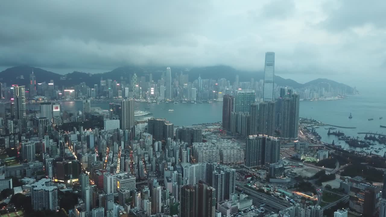 imagen aérea del distrito de kowloon en hong kong