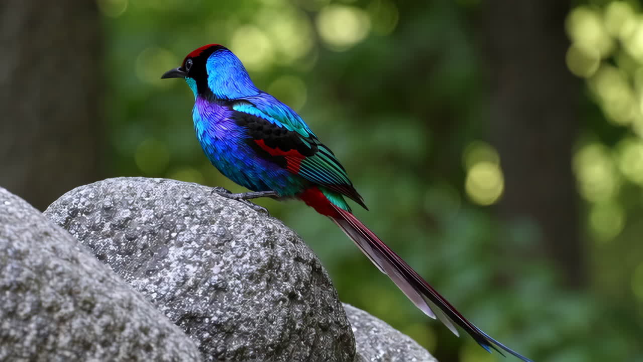 A Colorful Bird Perched on Rocks
