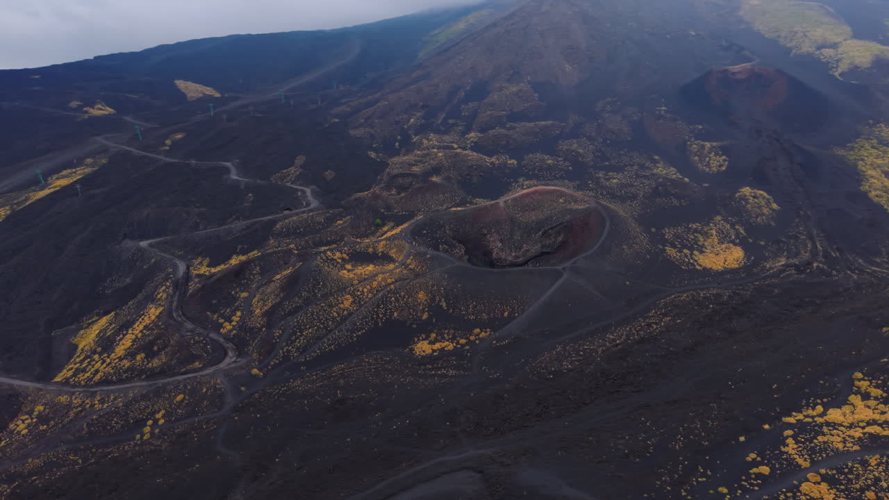 Majestic aerial view of Mount Etna's volcanic landscape in Sicily