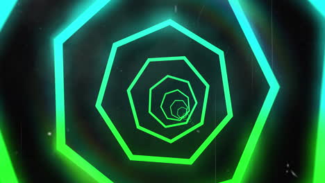 animación de un túnel abstracto azul y verde de neón brillante que se mueve sobre un fondo transparente