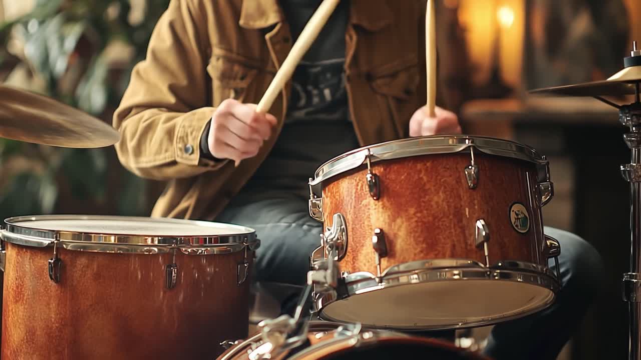 Drummer playing a drum kit