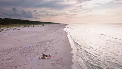 romantic sunset on a sandy beach