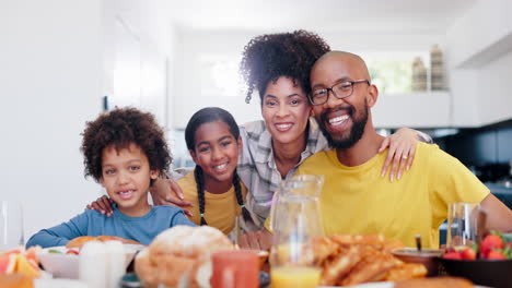 Smile,-food-and-family-eating-breakfast-together