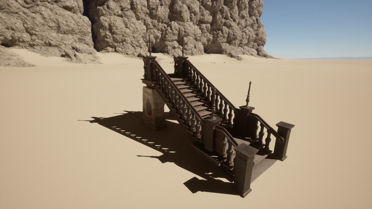 사막의 오래된 돌 계단