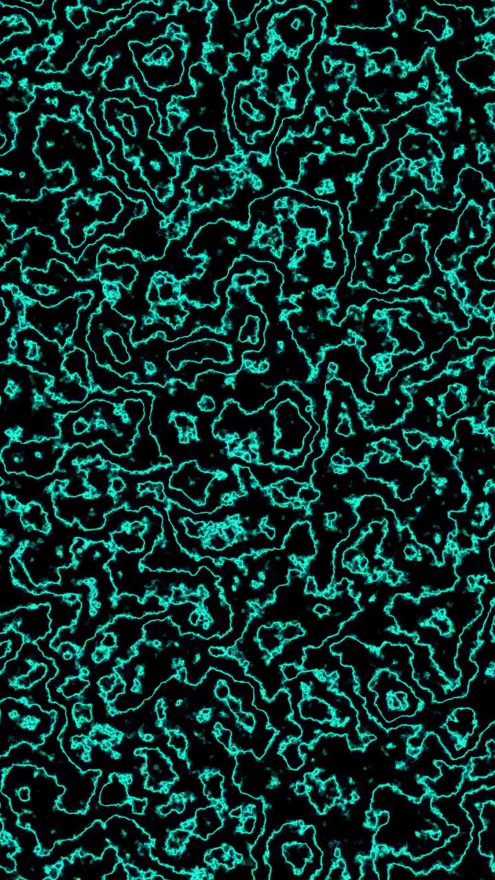 Vertical video of dense abstract glowing cyan energy lines moving on black background.
