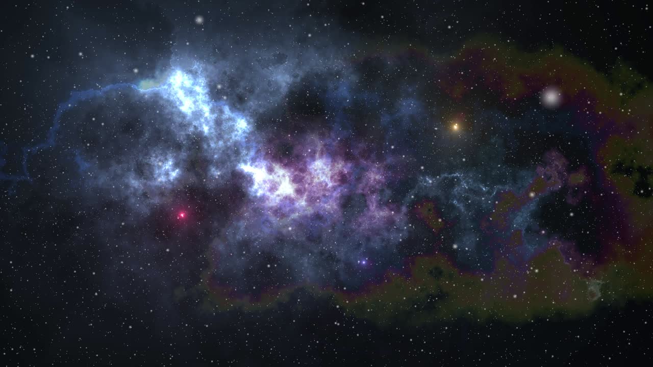 Space flight through nebula. Space travel.