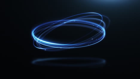 loop circular neon blue light on black background