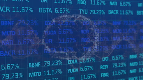 animation of financial data processing over digital brain