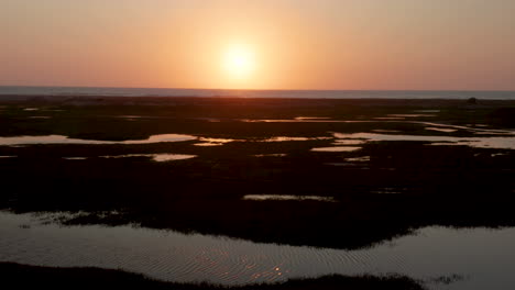 Angola,-Sunset-over-the-ocean,-drone-footage-4K