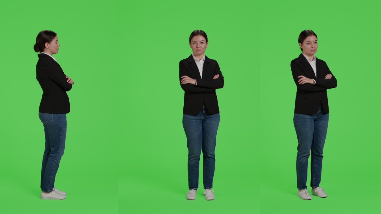 Businesswoman in Formal Attire on Green Screen