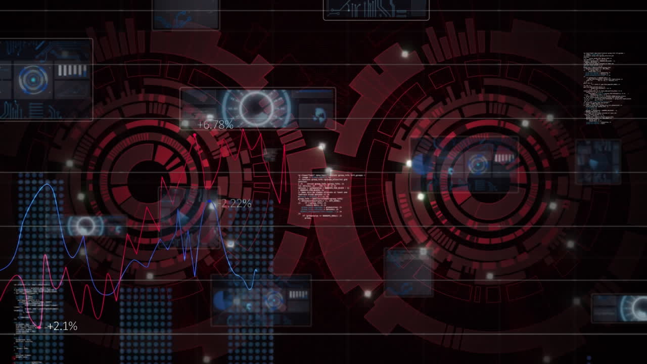 Animation of data processing and scan scope over globe on dark background