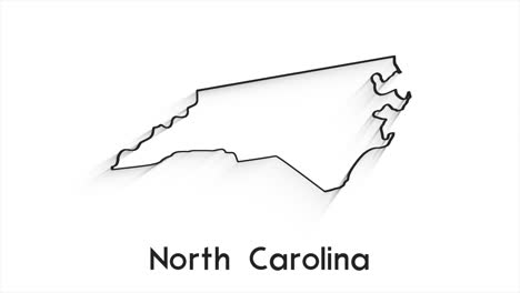 north carolina state of the united states of america. animated line location marker on the map. easy to use with screen transparency mode on your video.