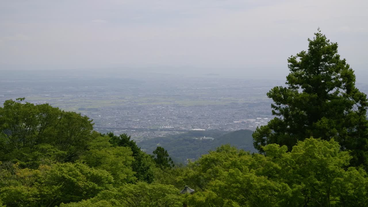 Beautiful high above locked up Panorama of Kanagawa countryside on lush summer day