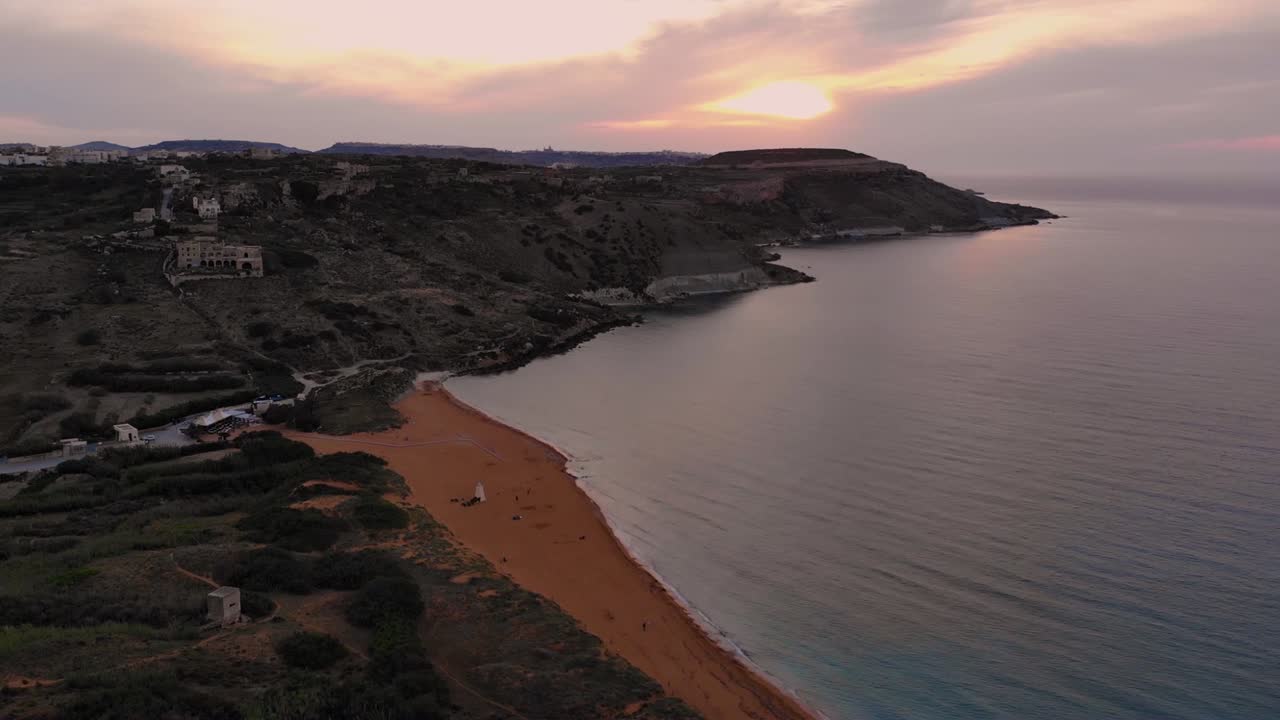 Stunning Sunset over a Mediterranean Beach and Coastline