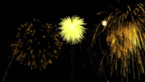 animación de coloridos fuegos artificiales de navidad y año nuevo que explotan en el cielo nocturno