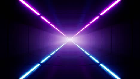 neon color multiple fluorescent lamps tunnel passage loop