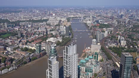 aerial view of vauxhall and nine elms including vauxhall station, vauxhall bridge and the mi-6 building, london, uk