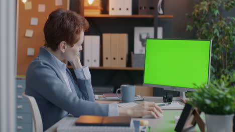 woman on phone call in modern office