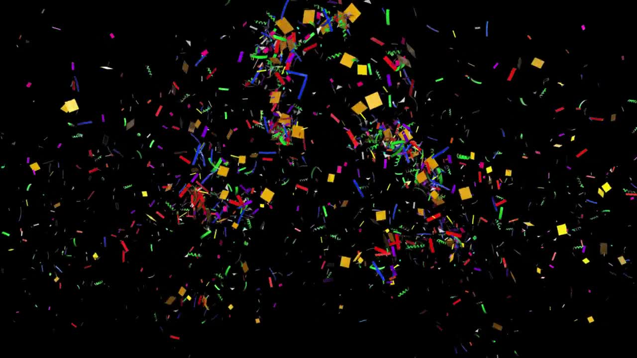 Multicolored confetti explosions in alpha channel 4k