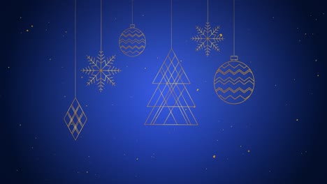 Christmas-decorations-hanging-against-blue-background