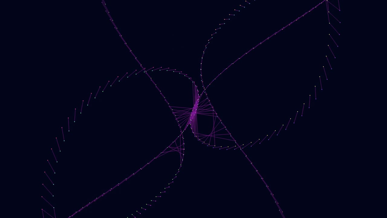 Motion purple lines with dots in dark galaxy