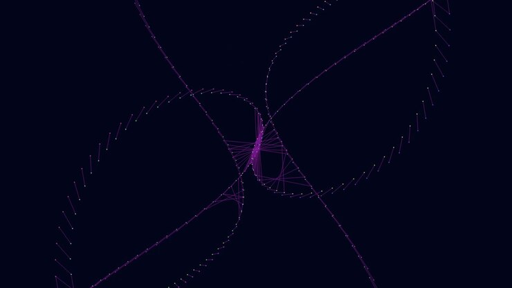 Motion purple lines with dots in dark galaxy