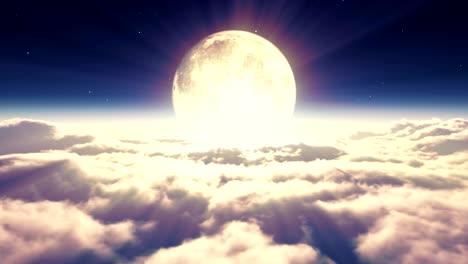 dream fly in clouds and moon 4k