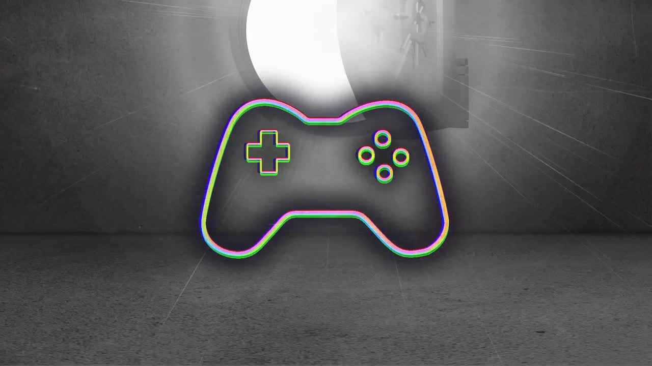 게임 패드 아이콘의 애니메이션이 세이프 위에 있습니다.