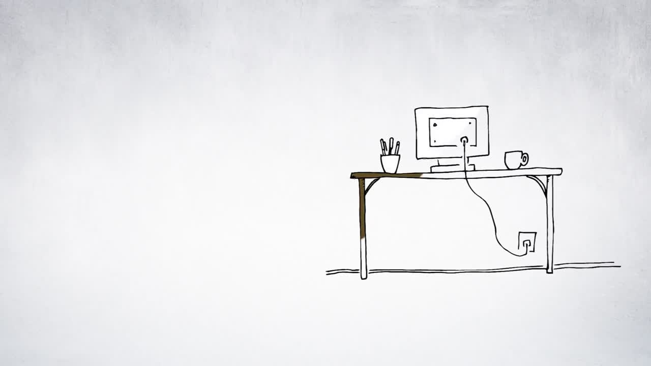 테이블 위 에 있는 컴퓨터 스케치