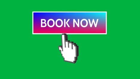 book now button with pointing hand 4k
