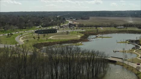 Vertigo-shot-of-Liberty-Park-in-Clarksville,-Tennessee