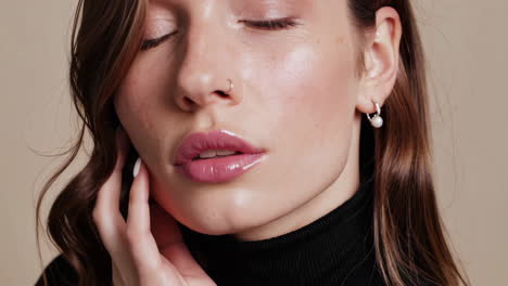 close-up fashion portrait of a woman