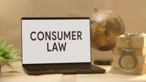 la ley de consumo se muestra en la pantalla de la computadora portátil legal