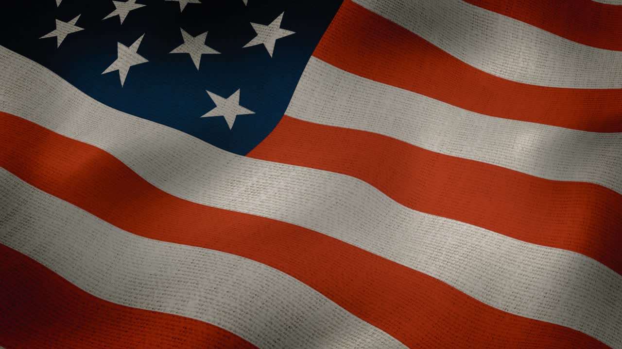 Bucle sin fin de alta calidad de la bandera estadounidense ondeando y llenando todo el encuadre. Ideal para fondos patrióticos, celebraciones del 4 de Julio y temas de identidad nacional.