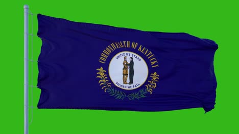 state flag of kentucky waving in the wind against green screen background