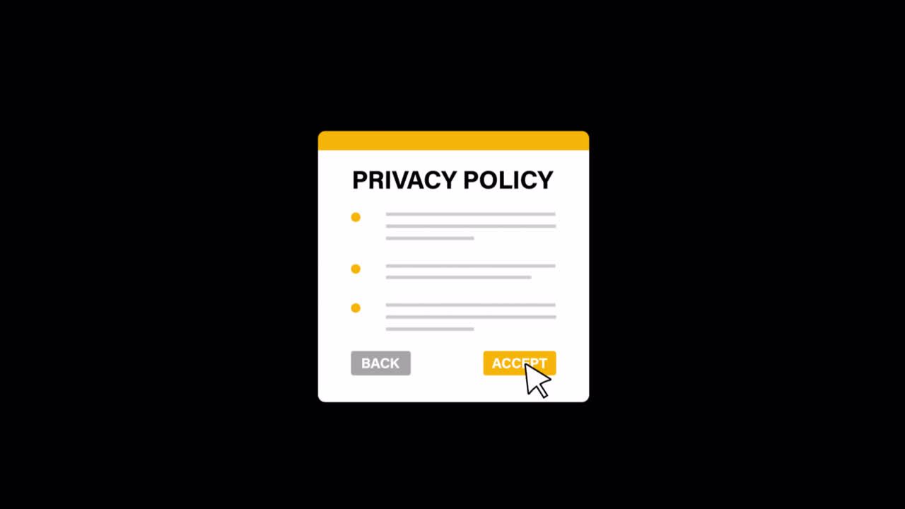 Animated Privacy Policy Pop-up with Mouse Cursor Clicking Accept