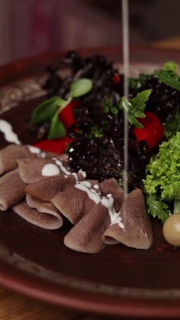 beef tongue salad with creamy dressing